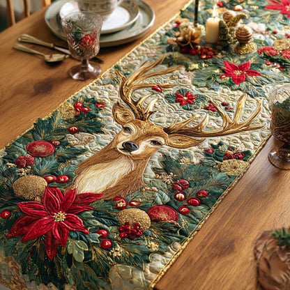 Whispering Pines Deer Quilted Table Runner NCU0NTD672