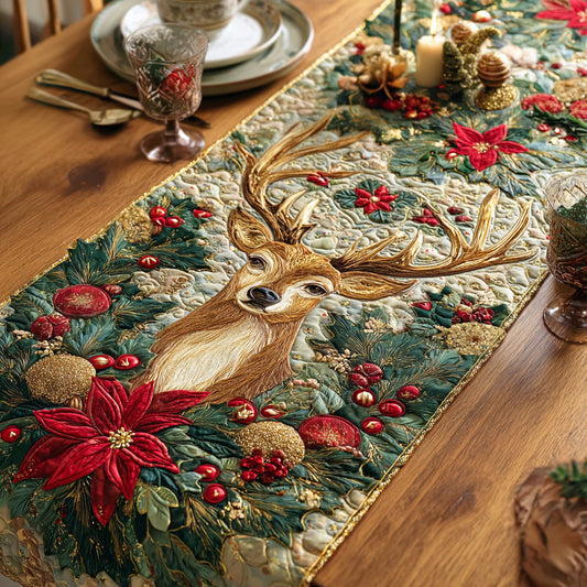 Whispering Pines Deer Quilted Table Runner NCU0NTD672