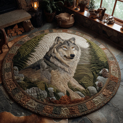 Whispering Pines Wolf Quilted Round Mat NCU0DV1123