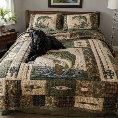 Whispering River Waters 3-Piece Quilted Bedding Set NCU0PTT3186