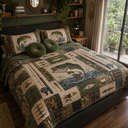 Whispering River Waters 3-Piece Quilted Bedding Set NCU0PTT3186