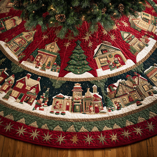Whispering Snowfield Christmas Quilted Tree Skirt NCU0NTD1052