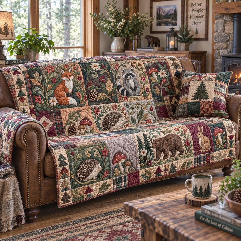 Whispering Woodland Quilted Sofa Cover NCU0PTT3482