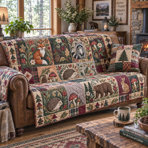 Whispering Woodland Quilted Sofa Cover NCU0PTT3482