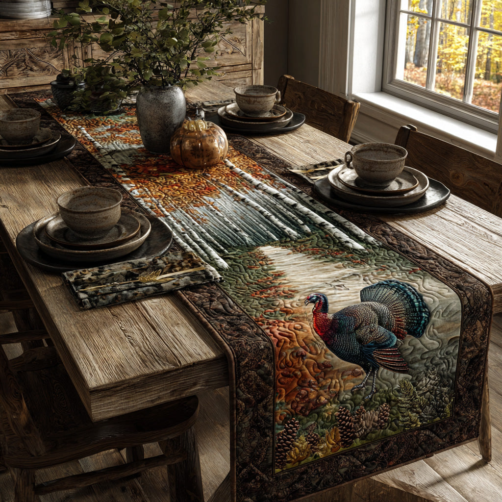 Whispering Woods Turkey Quilted Table Runner NCU0DV1078