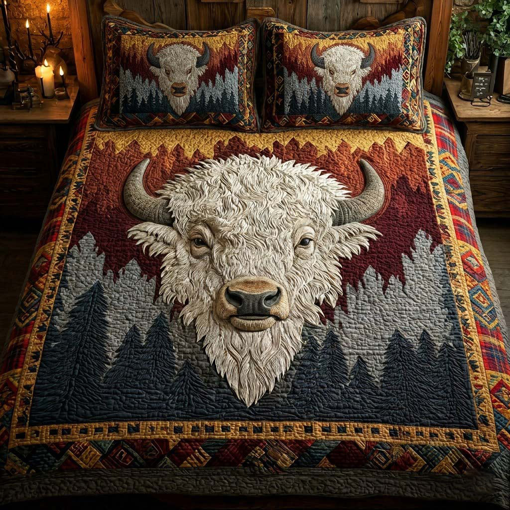 White Bison Soul 3-Piece Quilted Bedding Set NCU0DQQ0491