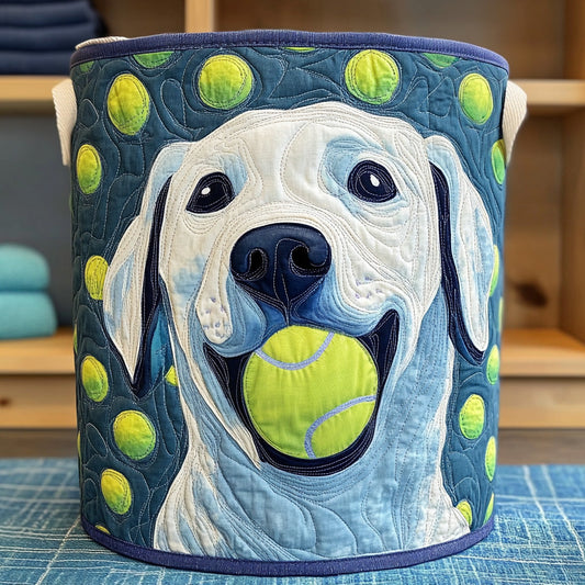 White Labrador Joy Quilted Laundry Basket NCU0LDH122