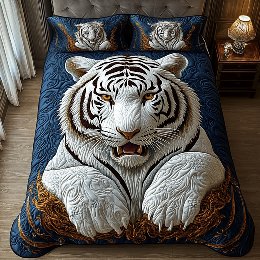 White Tiger Forest Quilted Bedding Set NCU0DV177