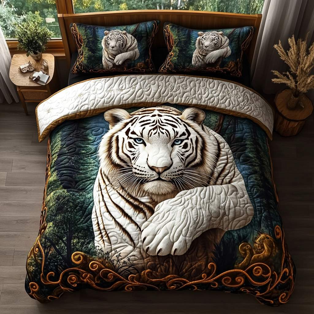 White Tiger Quilted Bedding Set NCU0DV169