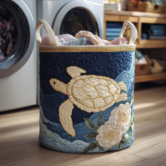 White Turtle Serenity Quilted Laundry Basket NCU0HNH230