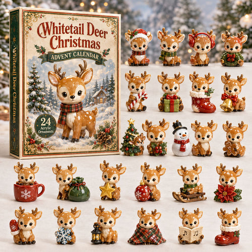 CHRISMAST KICKOFF 40% OFF - Whitetail Deer Christmas Advent Calendar 2026 - 24-Day Festive Countdown, Acrylic Charms Blind Box - Gift For Deer Lovers AC0HA166