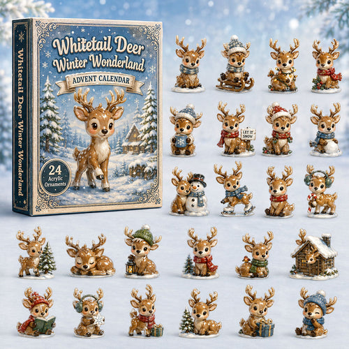 CHRISTMAS KICKOFF 40% OFF - Whitetail Deer Winter Wonderland Advent Calendar 2026 - 24-Day Festive Countdown, Acrylic Charms Blind Box - Gift For Deer Lovers AC0HA170