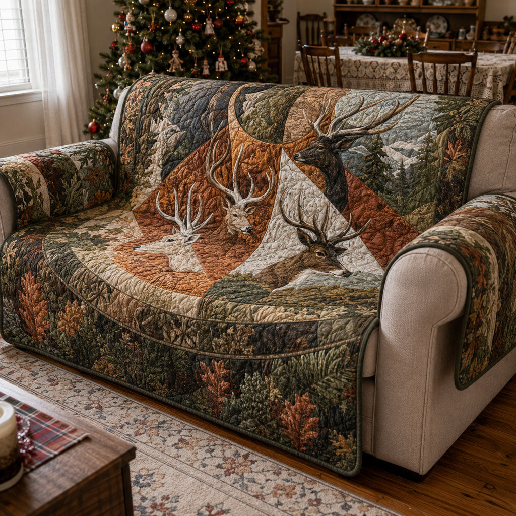 Whitetail Woodland Quilted Sofa Cover NCU0PTT3448