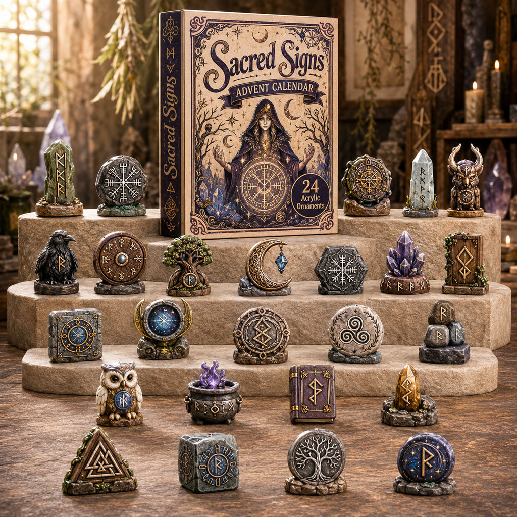 CHRISTMAS KICKOFF 40% OFF - Wiccan Sacred Signs Advent Calendar 2026 - 24-Day Festive Countdown, Acrylic Charms Blind Box - Gift For Witching Lovers AC0HA224