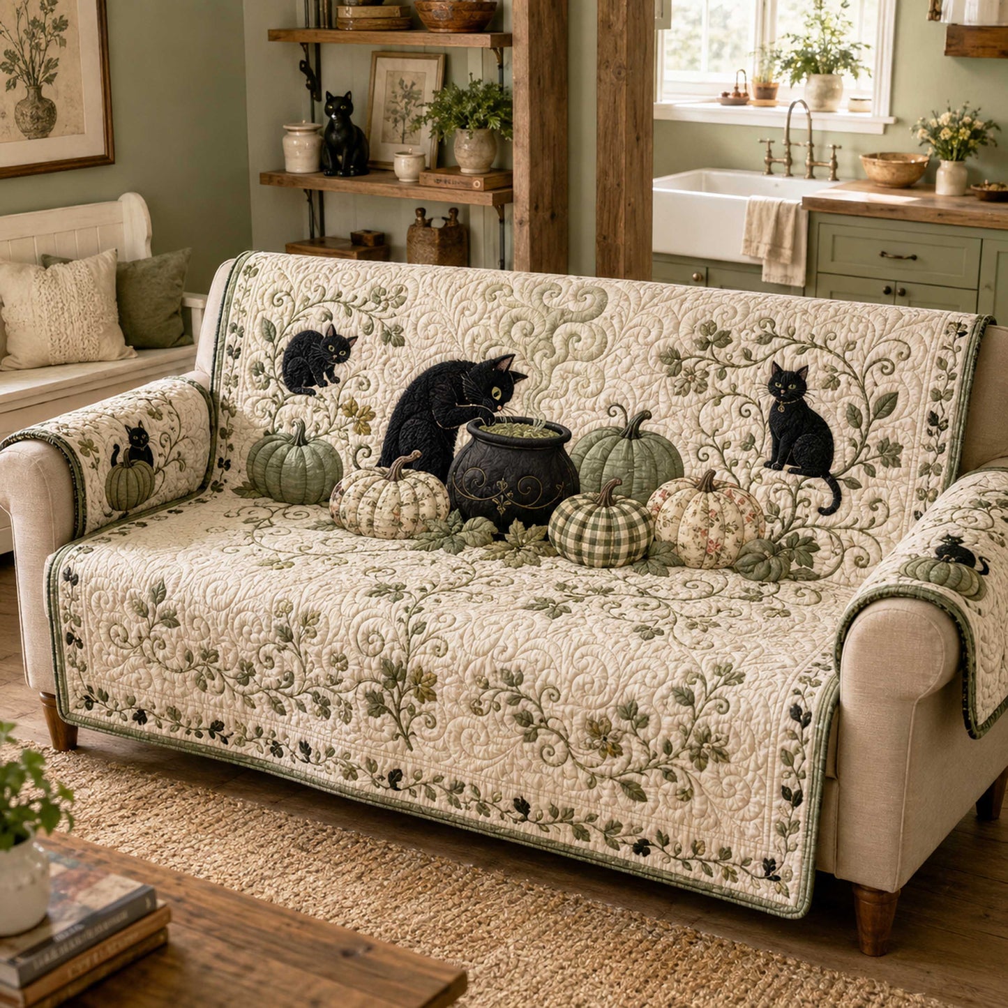 Wicked Whiskers Quilted Sofa Cover NCU0NTD2143