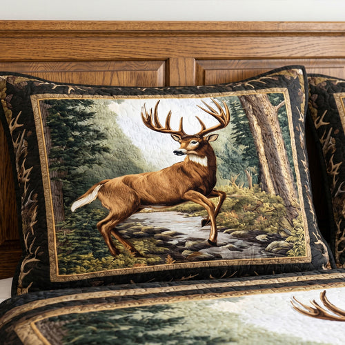 Wild Antlers Quilted Bedding Pillow Case NCU0NNT2647