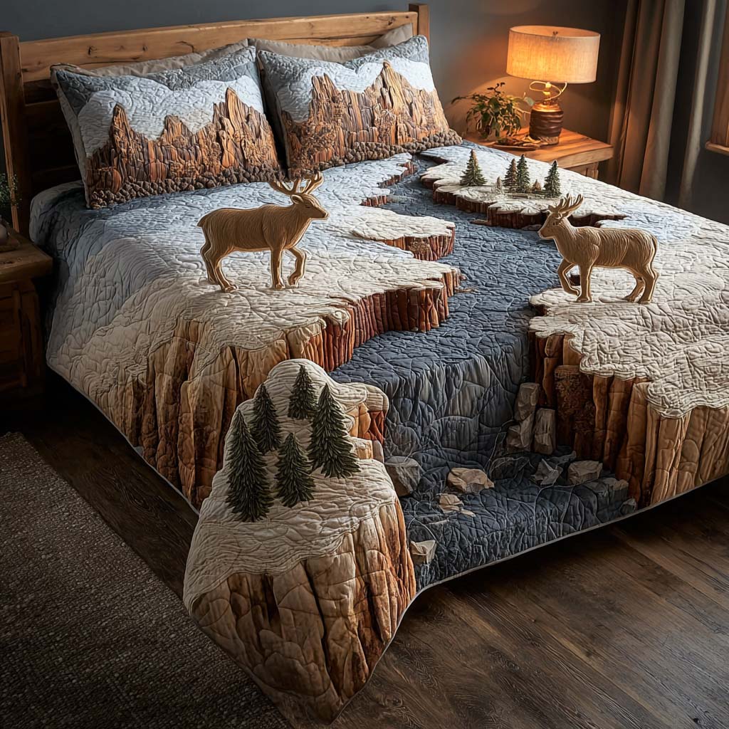 Wild Antler 3-Piece Quilted Bedding Set NCU0NNL087