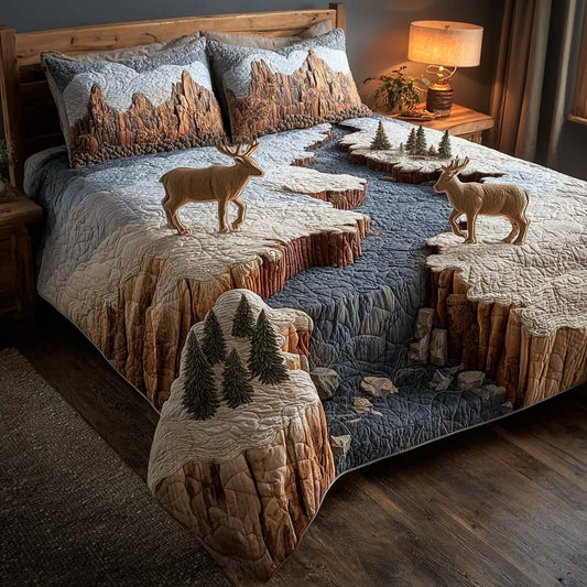 Wild Antler 3-Piece Quilted Bedding Set NCU0NNL087