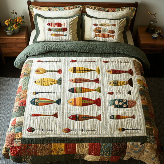 Wild Bass 3-Piece Quilted Bedding Set NCU0NTD1792