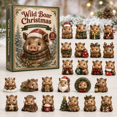 CHRISMAST KICKOFF 40% OFF - Wild Boar Christmas Advent Calendar 2026 - 24-Day Festive Countdown, Acrylic Charms Blind Box - Gift For Wild Boar Lovers AC0HA177