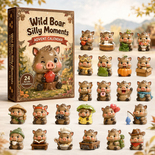 CHRISTMAS KICKOFF 40% OFF - Wild Boar Silly Moments Advent Calendar 2026 - 24-Day Festive Countdown, Acrylic Charms Blind Box - Gift For Wild Boar Lovers AC0HA179