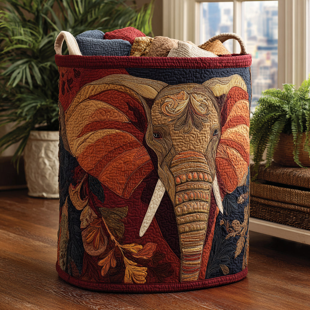Wild Elephant Quilted Laundry Basket NCU0DV1687