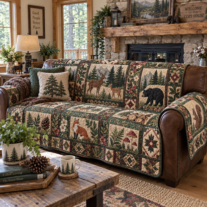 Wild Forest Trail Quilted Sofa Cover NCU0PTT3483