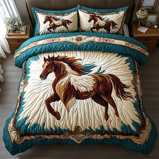 Wild Mustang Spirit 3-Piece Quilted Bedding Set NCU0DDK093