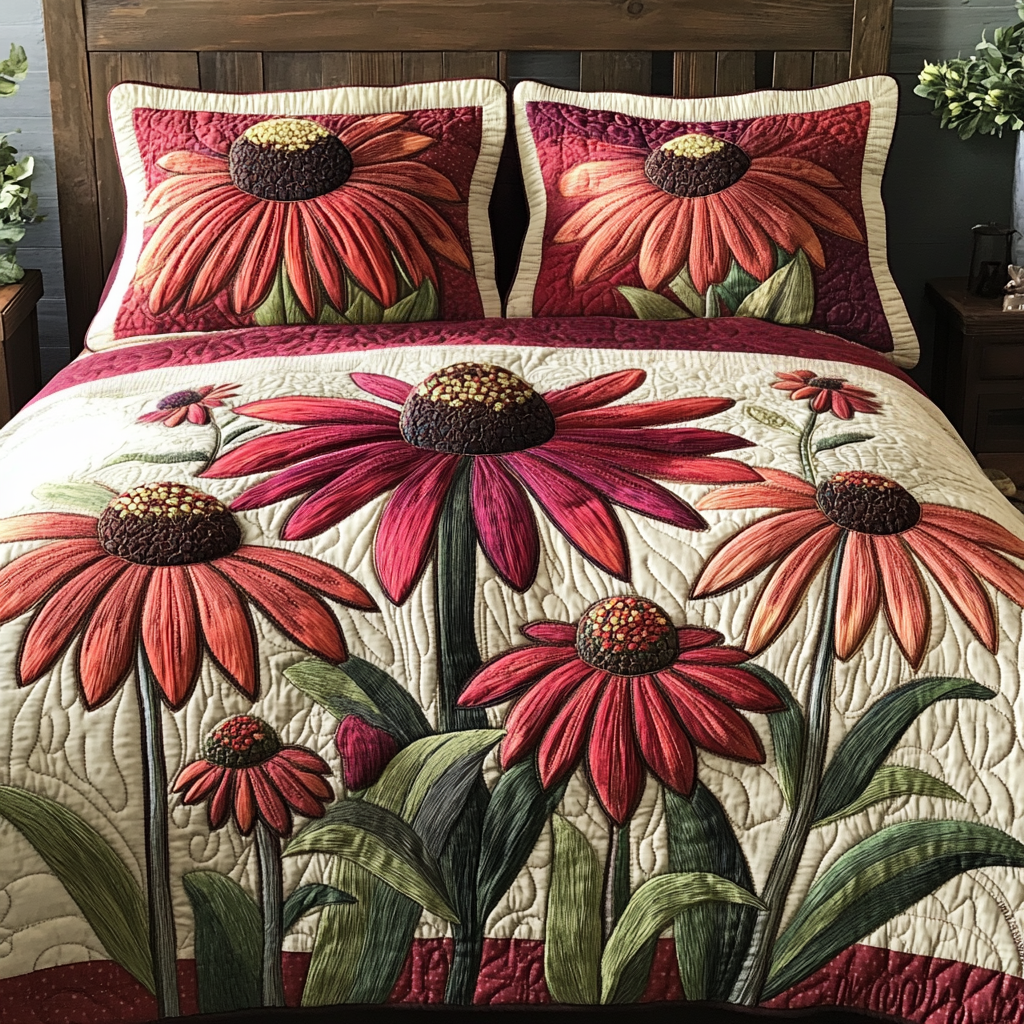 Wild Petals 3-Piece Quilted Bedding Set NCU0NVH636