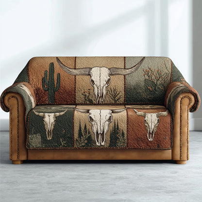Wild Prairie Longhorn Quilted Sofa Cover NCU0LDH046