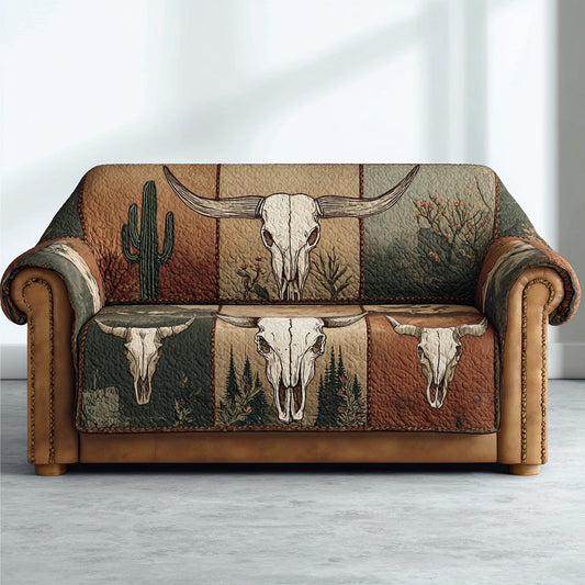 Wild Prairie Longhorn Quilted Sofa Cover NCU0LDH046