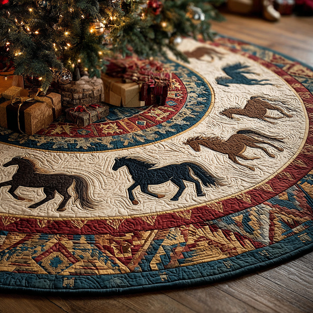 Wild Prairie Run Christmas Quilted Tree Skirt NCU0LDH133