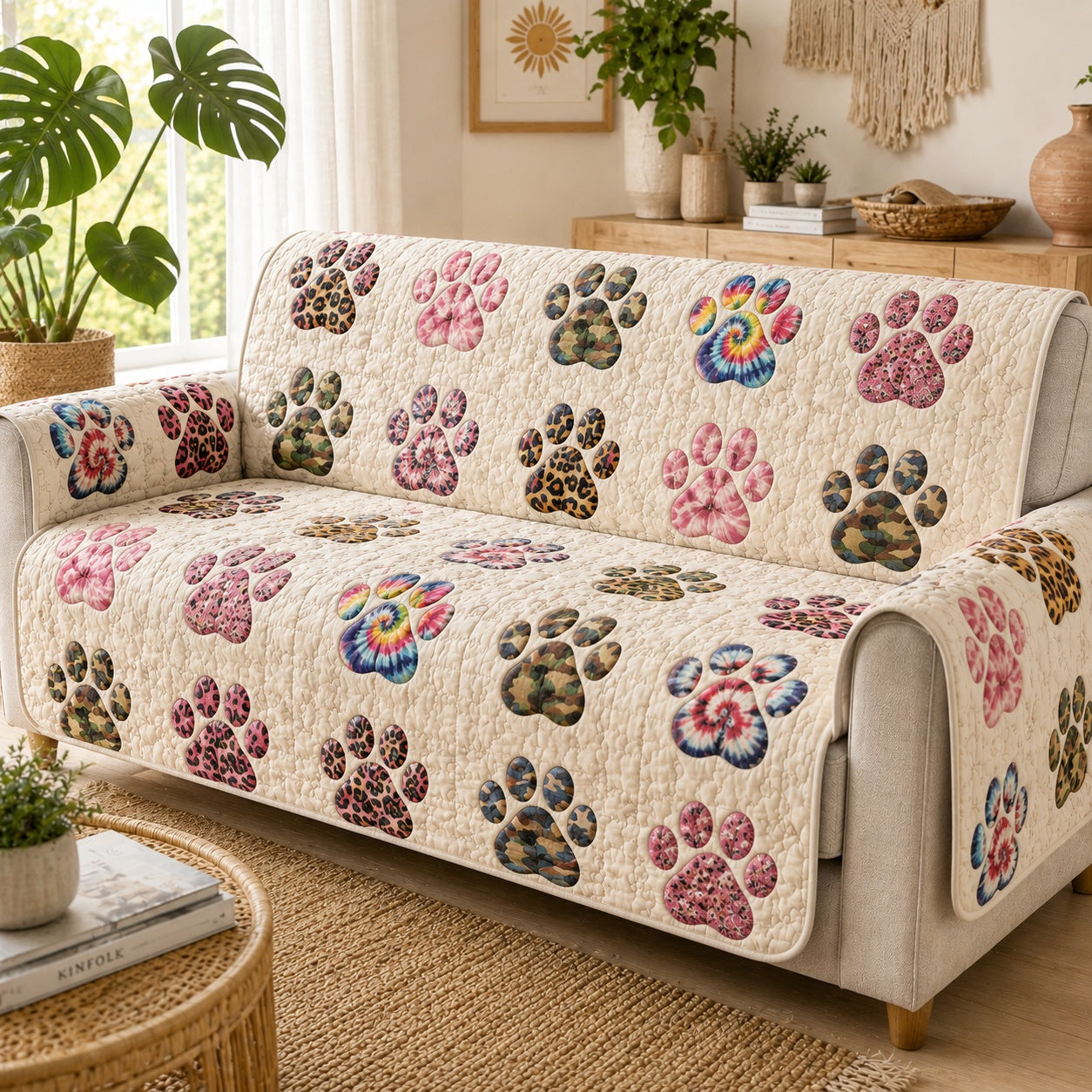 Wild Safari Steps Quilted Sofa Cover NCU0PVL1014