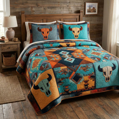 Wild Skull 3-Piece Quilted Bedding Set NCU0NTD1683