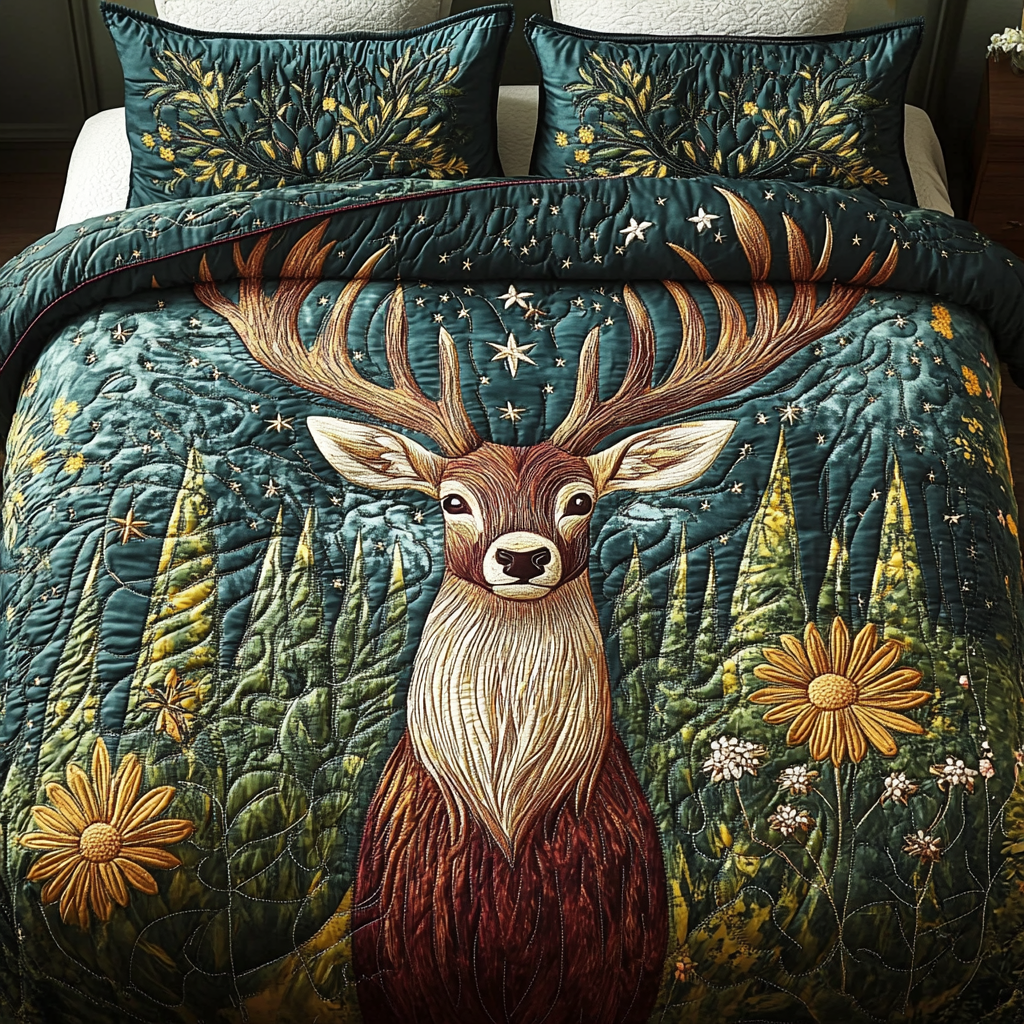 Wild Stag 3-Piece Quilted Bedding Set NCU0NVH024