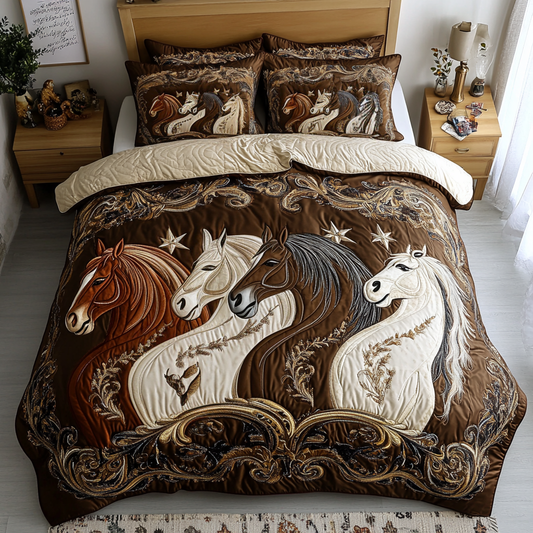 Wild Stallions 3-Piece Quilted Bedding Set NCU0NVH228