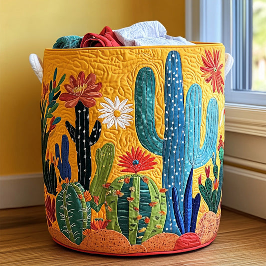 Wild Succulent Quilted Laundry Basket NCU0PVL657