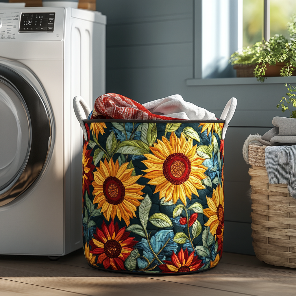 Wild Sunflower Quilted Laundry Basket NCU0DDK556