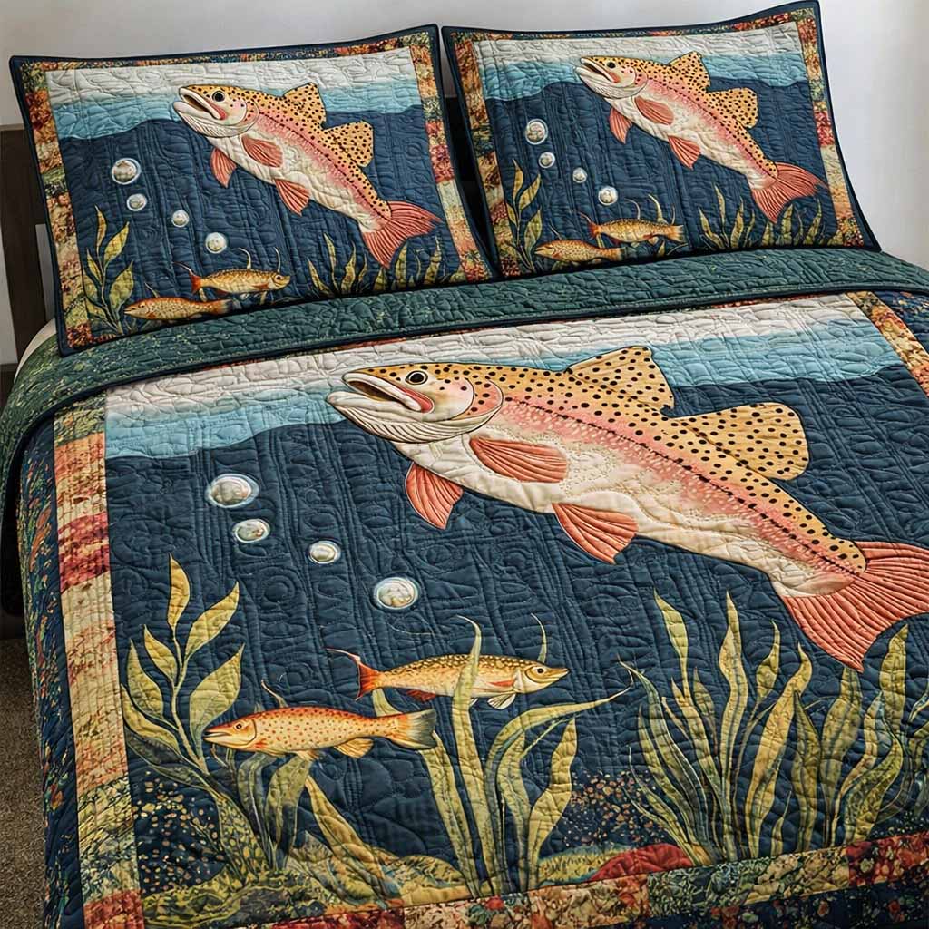 Wild Trout 3-Piece Quilted Bedding Set NCU0NXD1692