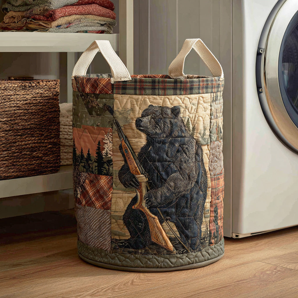 Wilder Bear Quilted Laundry Basket NCU0NTD1188