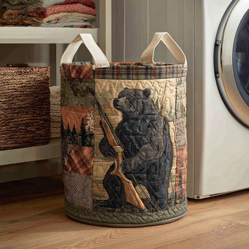 Wilder Bear Quilted Laundry Basket NCU0NTD1188