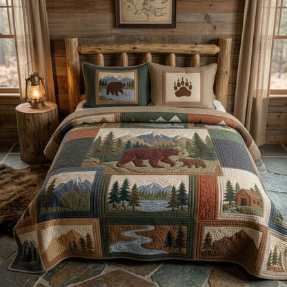 Wilderness Bear Retreat 3-Piece Quilted Bedding Set NCU0DQQ0734