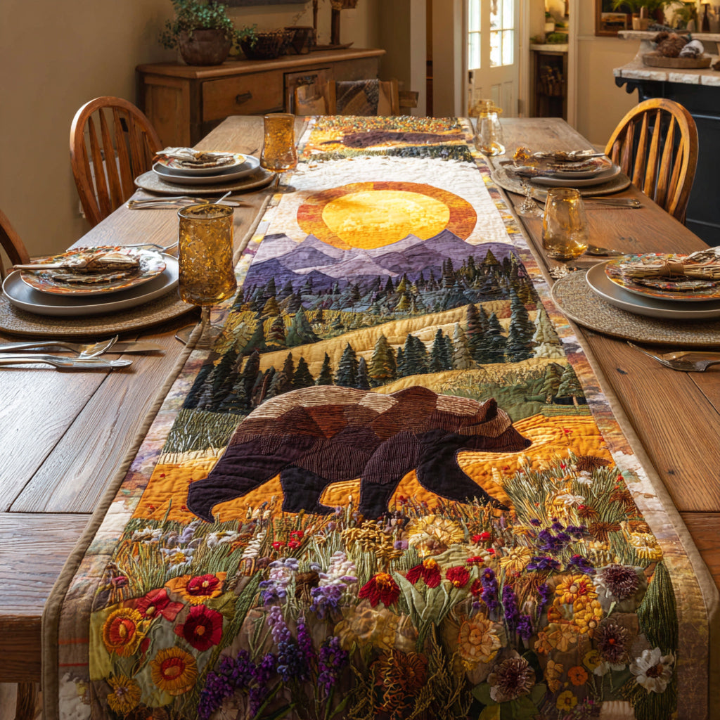 Wilderness Bear Trail Quilted Table Runner NCU0HNH423