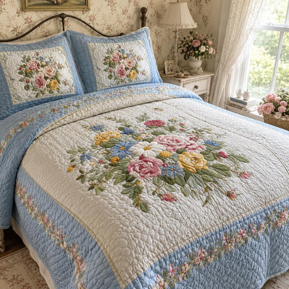 Wildflower Bouquet 3-Piece Quilted Bedding Set NCU0DV2381