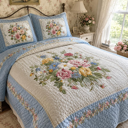 Wildflower Bouquet 3-Piece Quilted Bedding Set NCU0DV2381