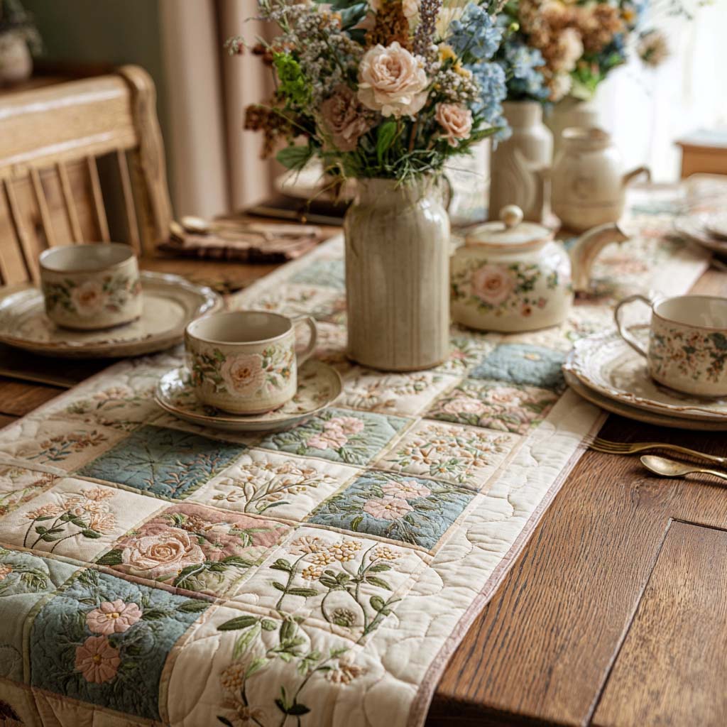 Wildflower Candlelight Quilted Table Runner NCU0DQQ0577