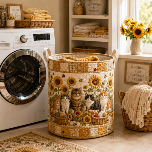 Wildflower Cats Quilted Laundry Basket NCU0NTD2082