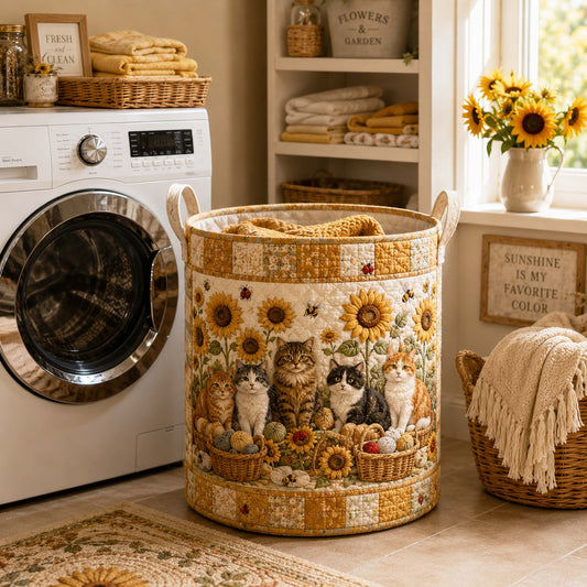 Wildflower Cats Quilted Laundry Basket NCU0NTD2082