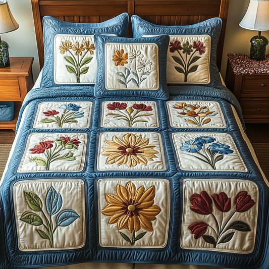Wildflower Charm 3-Piece Quilted Bedding Set NCU0NVH412
