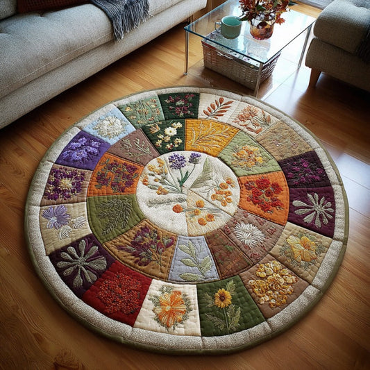 Wildflower Circle Quilted Round Mat NCU0PTT654